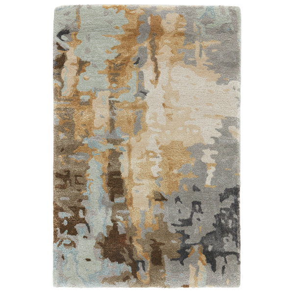 Williston Bixby Abstract Handmade Tufted Gray/Brown Area Rug